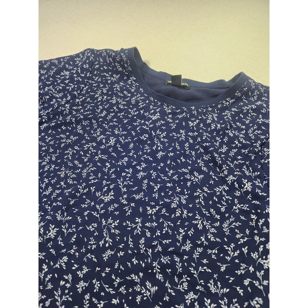 Hilary Radley Women's Navy Blue Floral Blouse Size Medium  #057